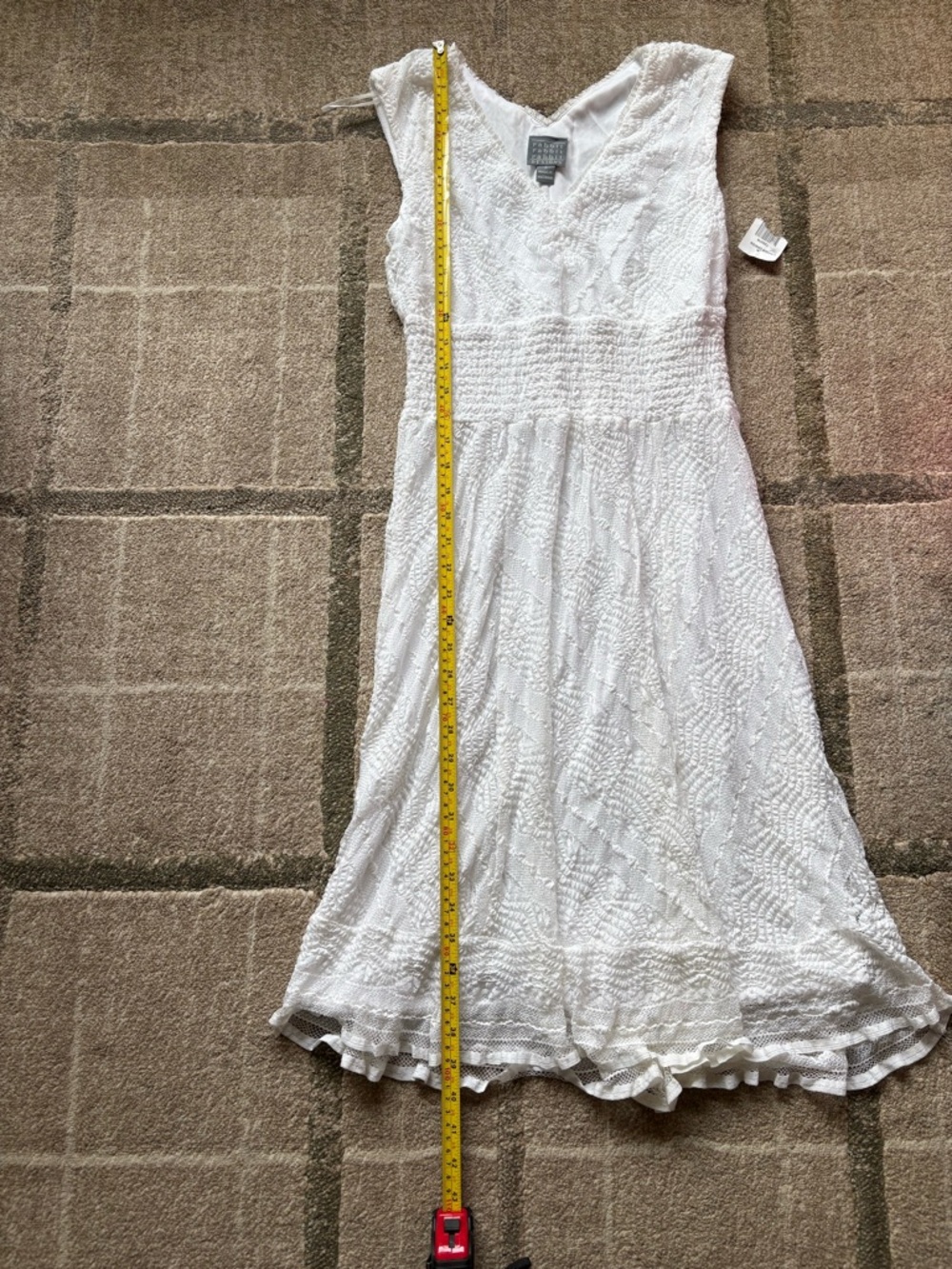 Rabbit Rabbit Rabbit White V-Neck Lace Sleeveless Dress elastic waist NWT - Picture 7 of 8